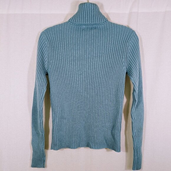 Vintage Spiegel Ribbed Turtleneck Light Blue Sweater Size M - Picture 2 of 3